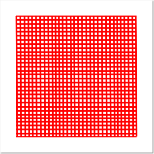 red mesh grid square lines pattern Posters and Art